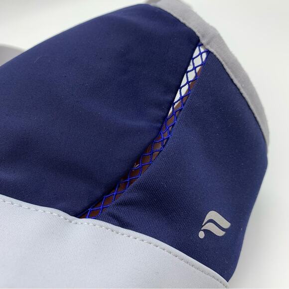 Fabletics Zoe High Impact Zip Front Cross Back Strap Sports Bra Blue/Grey - Picture 8 of 12